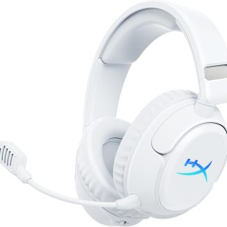 HyperX Cloud Flight 2 – Wireless Gaming Headset, Customizable RGB Lighting with Removable Earcup Plates, up to 100 Hours of Battery Life, 2.4GHz & Bluetooth, Multi-Platform Compatibility - White