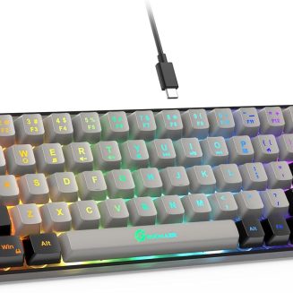 GEODMAER 65% Gaming Keyboard, Wired Backlit Mini Keyboard, Ultra-Compact Anti-Ghosting No-Conflict 68 Keys Membrane Gaming Wired Keyboard for PC Laptop Windows Gamer