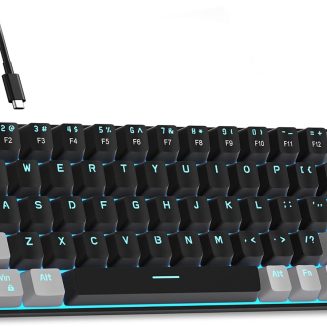 MageGee Portable 60% Mechanical Gaming Keyboard, MK-Box LED Backlit Compact 68 Keys Mini Wired Office Keyboard with Red Switch for Windows Laptop PC Mac - Black/Grey