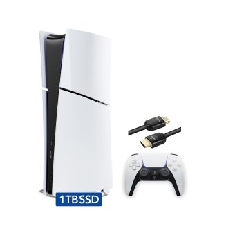 PlayStation 5 Slim Digital with 1TB SSD Storage, Wireless Dualsense Controller - PS5 Gaming System, White [video game] (Renewed) [video game]