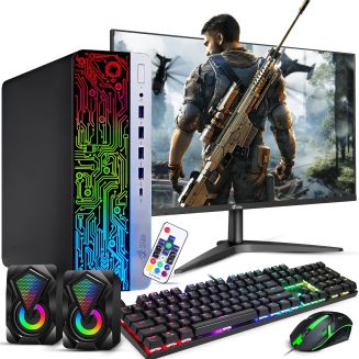 BTO HP RGB Gaming Desktop PC Bundle - Intel Core i7 6th Gen, 16GB DDR4 Ram, 1TB SSD, NVIDIA GeForce GT 1030 GDDR5, New 24 Inch Monitor - Prebuilt Gaming Computer, RGB Set - Windows 11 Pro (Renewed)