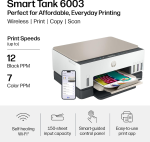 HP Smart Tank 6003 Wireless All-in-One Ink Tank Printer, Scanner, Copier with up to 3 Years of Ink Included, Best-for-Home, Cartridge-Free Refillable, AI-Capable (9B5C8A) - Image 2
