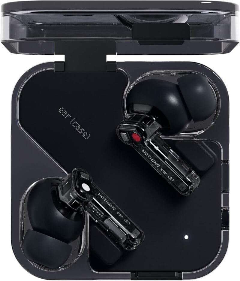 Nothing Ear (2) - Wireless Earbuds with ANC (Active Noise Cancelling), Hi-Res audio certified, Dual Connection, Powerful 11.6 mm custom driver - Black