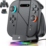 Svetaecho Switch 2 Grip with Charger Dock Compatible with Nintendo Switch 2 Joy Con, Comfort Grip Support Playing While Charging, Fast Swich 2 Controller Grip Charger Accessories