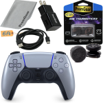 PremGear DualSense Wireless Controller Bundle (Sterling Silver) for PlayStation 5 (PS5)