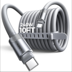 LISEN 10FT USB C Cable Fast Charging, Chubby 240W Cable USB C to USB C Fast Charging Soft Silicone USBC to USBC Parallel Cable for iPhone 17 Pro Max 16 15 Air Samsung S25 Ultra MacBook Pro Air iPad