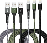 [Apple MFi Certified] iPhone Charger Fast Charging 3-Pack 3FT Lightning Cable Nylon Braided iPhone Charger Cord Compatible with iPhone 14 13 12 11 Pro Max XR XS X 8 7 6 Plus SE iPad and More 3FT