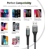 [Apple MFi Certified] iPhone Charger Fast Charging 3-Pack 3FT Lightning Cable Nylon Braided iPhone Charger Cord Compatible with iPhone 14 13 12 11 Pro Max XR XS X 8 7 6 Plus SE iPad and More 3FT - Image 3