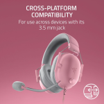 Razer BlackShark V2 X Xbox Gaming Headset: 50mm Drivers - Cardioid Mic - Lightweight - Comfortable Noise Isolating Earcups - for Xbox Series X, Series S, PS5, PC, Switch via 3.5mm Jack - Quartz Pink - Image 4
