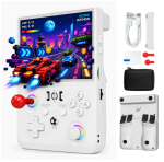 R36MAX II Retro Handheld Game Console, 4.5-Inch 1024x768 IPS Screen, 128GB 22000+ Classic Games, Open Source Linux System, 4000mAh Battery, Dual Arcade Joysticks (Snow White)