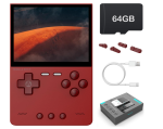 Trimui Brick Handheld Game Console 3.2-Inches Display Game Console,1024x768 IPS Screen Supports Multiple Simulators,Linux System Built-in 64G TF Card Red