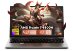 2026 15.6" Gaming Laptop – AMD Ryzen 7 6800H, 32GB DDR5 RAM, 1TB NVMe SSD, Windows 11 Pro