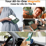Magnetic Case for iPhone 17, 360° Rotating Ring Stand [Military-Grade Drop Protection] Non-Slip Anti-Fingerprint Phone case with Enhanced Grip, for Hands-Free Video, Work, Travel - Green - Image 2