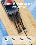 charmast 20000mAh Portable Charger with Built in Cables, 22.5W Travel Power Bank Fast Charging, USB C Cell Phone Battery Pack for iPhone 17/16/15/14/13/12 Series, iPad, Samsung, Android, Tablet - Image 2