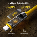 AOHI USB4 2.0 Cable with LED Display 6.6ft, 240W PD3.1 Fast Charging, 80Gbps Data Transfer, Dual 8K Display, The Future Adonis USB C Cable for MacBook Pro/iPhone 17 Pro Max/Galaxy/SSD/Docking, Yellow - Image 2