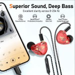 Vibes 202MC USB-C Wired Earbuds - USBC HiFi in Ear Headphones for iPhone 17/16/15 - Noise Isolating Ear Buds w/ Mic - Clear Sound, Deep Bass & Comfort-Fit Earphones - Silver Plated Cord, Carrying Cas - Image 2