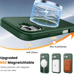 Magnetic Case for iPhone 17, 360° Rotating Ring Stand [Military-Grade Drop Protection] Non-Slip Anti-Fingerprint Phone case with Enhanced Grip, for Hands-Free Video, Work, Travel - Green - Image 3