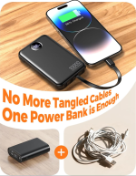Portable Charger 10000mAh Power Bank,40% Smaller with 4 Built-in Cables,LED Display Compact and Battery Pack with Multiple USB Ports,Travel Charger for iPhone,Android and Other Devices - Image 2
