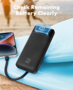 charmast 20000mAh Portable Charger with Built in Cables, 22.5W Travel Power Bank Fast Charging, USB C Cell Phone Battery Pack for iPhone 17/16/15/14/13/12 Series, iPad, Samsung, Android, Tablet - Image 5