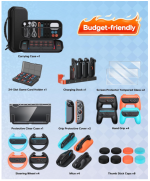 32-in-1 Accessories Bundle for Nintendo Switch 2,Family Games Kit: Carrying Case,Charging Dock for Joycon Switch 2 Controller,Tempered film,Steering Wheels,Grips,Protective Cover - Image 2