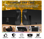 Orzly Accessory Bundle Kit designed for Nintendo switch Accessories Geeks and Oled console users Case and Screen protector, Joycon grips and Wheels for enhanced games play and more - Jet black - Image 3