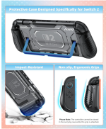 Switch 2 Pro Controller Accessories Bundle for Nintendo Switch 2 (2025), MENEEA 21-in-1 Kits: Wireless Controllers,Carrying Case,Controller Charger Dock,Grips for Joy Con,Steering Wheels for Mario Kart,Protective Cover for Switch 2 (2* Black Controllers) for Sega Master System Games - Image 3