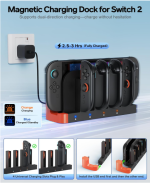 32-in-1 Accessories Bundle for Nintendo Switch 2,Family Games Kit: Carrying Case,Charging Dock for Joycon Switch 2 Controller,Tempered film,Steering Wheels,Grips,Protective Cover - Image 4