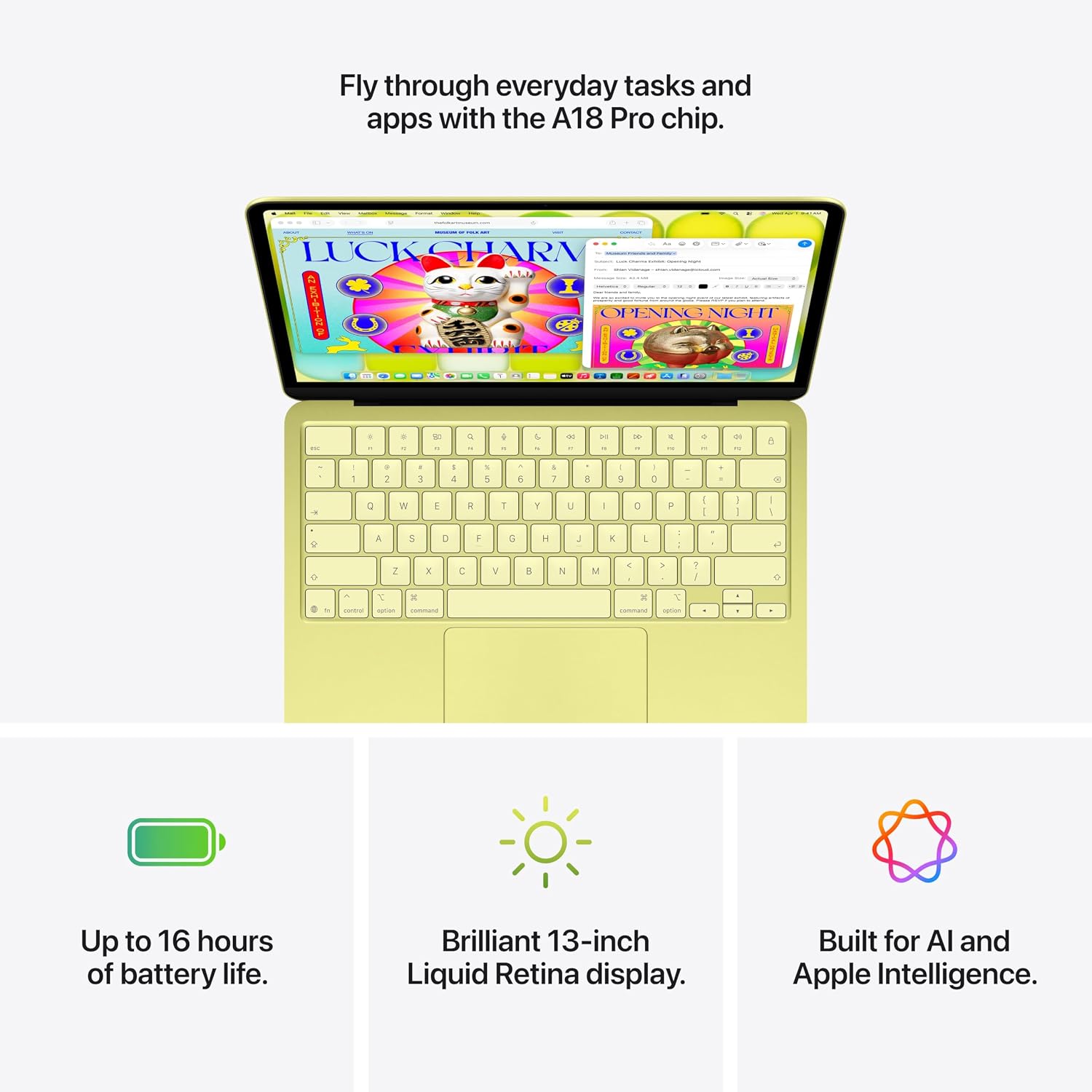 Apple 2026 MacBook Neo 13-inch Laptop with A18 Pro chip: Built for AI and Apple Intelligence, Liquid Retina Display, 8GB Unified Memory, 256GB SSD Storage, 1080p FaceTime HD Camera; Citrus - Image 6
