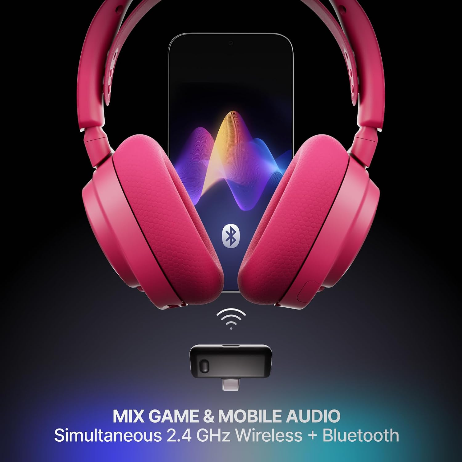 SteelSeries Arctis Nova 7 Wireless Gen 2 Gaming Headset - Real-Time App Control, 50+ HR Play, Neodymium Drivers, Mix 2.4GHz/Bluetooth, PC, PS5, PS4, Switch 1/2, Mobile - Magenta - Image 3