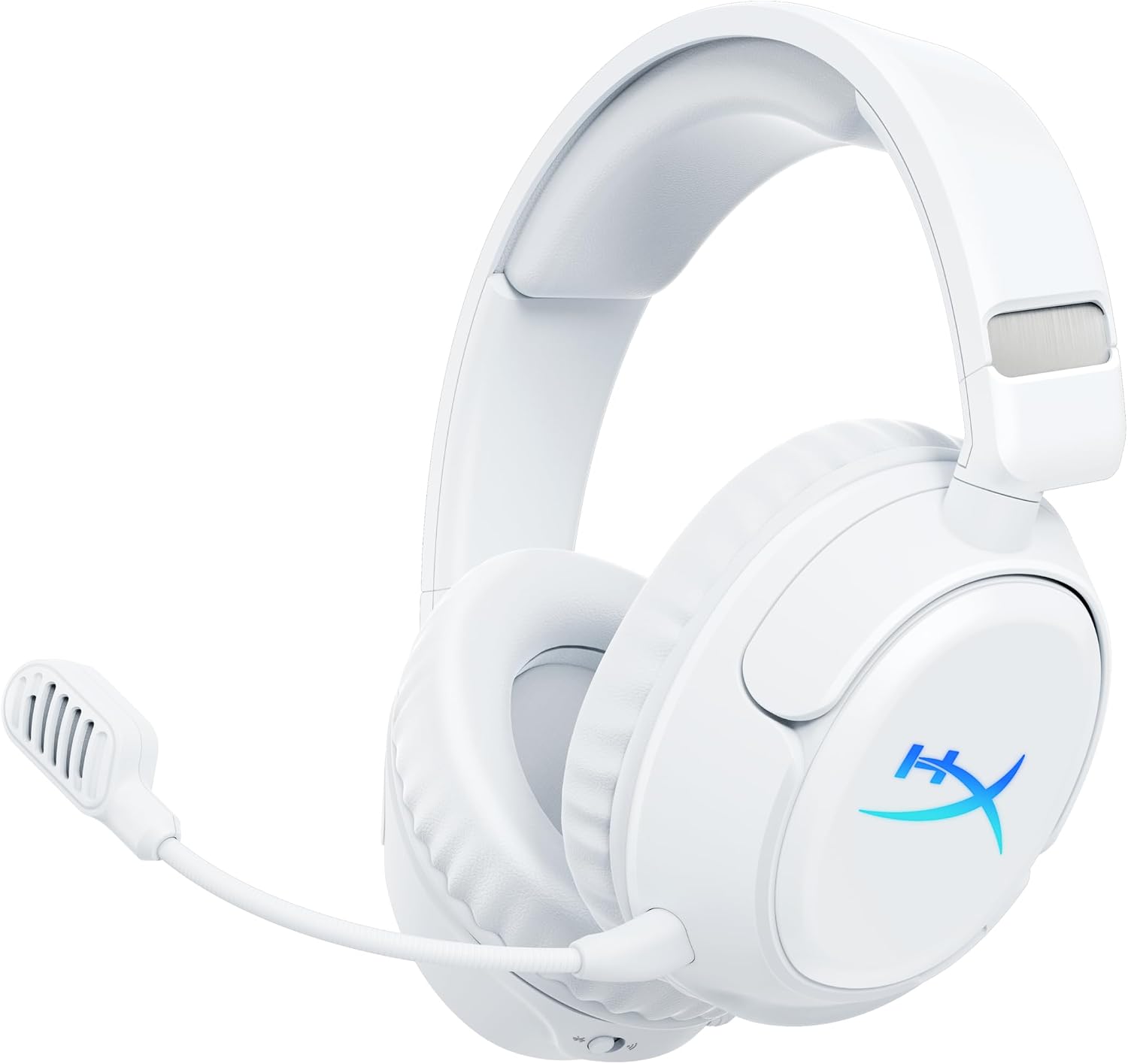 HyperX Cloud Flight 2 – Wireless Gaming Headset, Customizable RGB Lighting with Removable Earcup Plates, up to 100 Hours of Battery Life, 2.4GHz & Bluetooth, Multi-Platform Compatibility - White