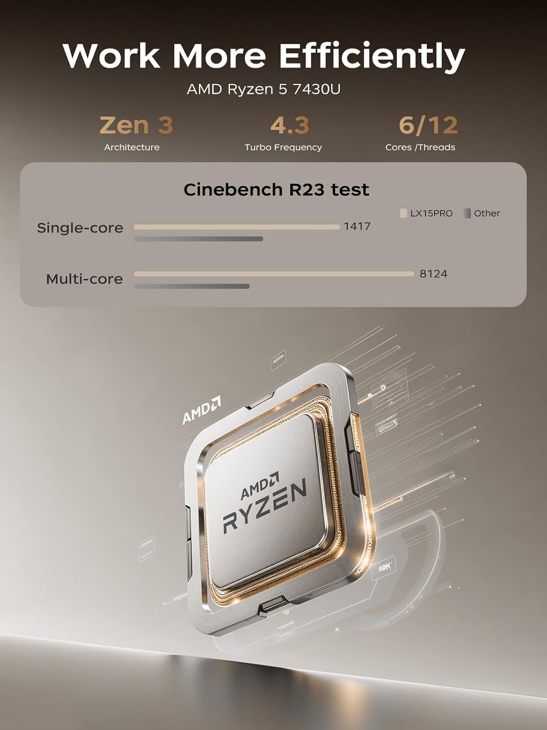 KAIGERR Gaming Laptop, Laptops with AMD Ryzen 7430U(Up to 4.3GHz), 16GB DDR4 512GB SSD Laptop Computer, 15.6inch Windοws 11 Laptop, 1920P FHD Display, WiFi 6, USB3.2, Type_C - Image 3