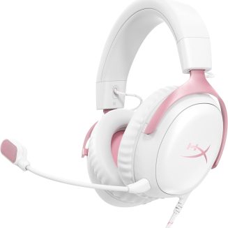 HyperX Cloud III – Wired Gaming Headset, PC, PS5, Xbox Series X|S, Angled 53mm Drivers, Memory Foam, Durable Frame, Ultra-Clear 10mm Mic, USB-C, USB-A, 3.5mm – Pink