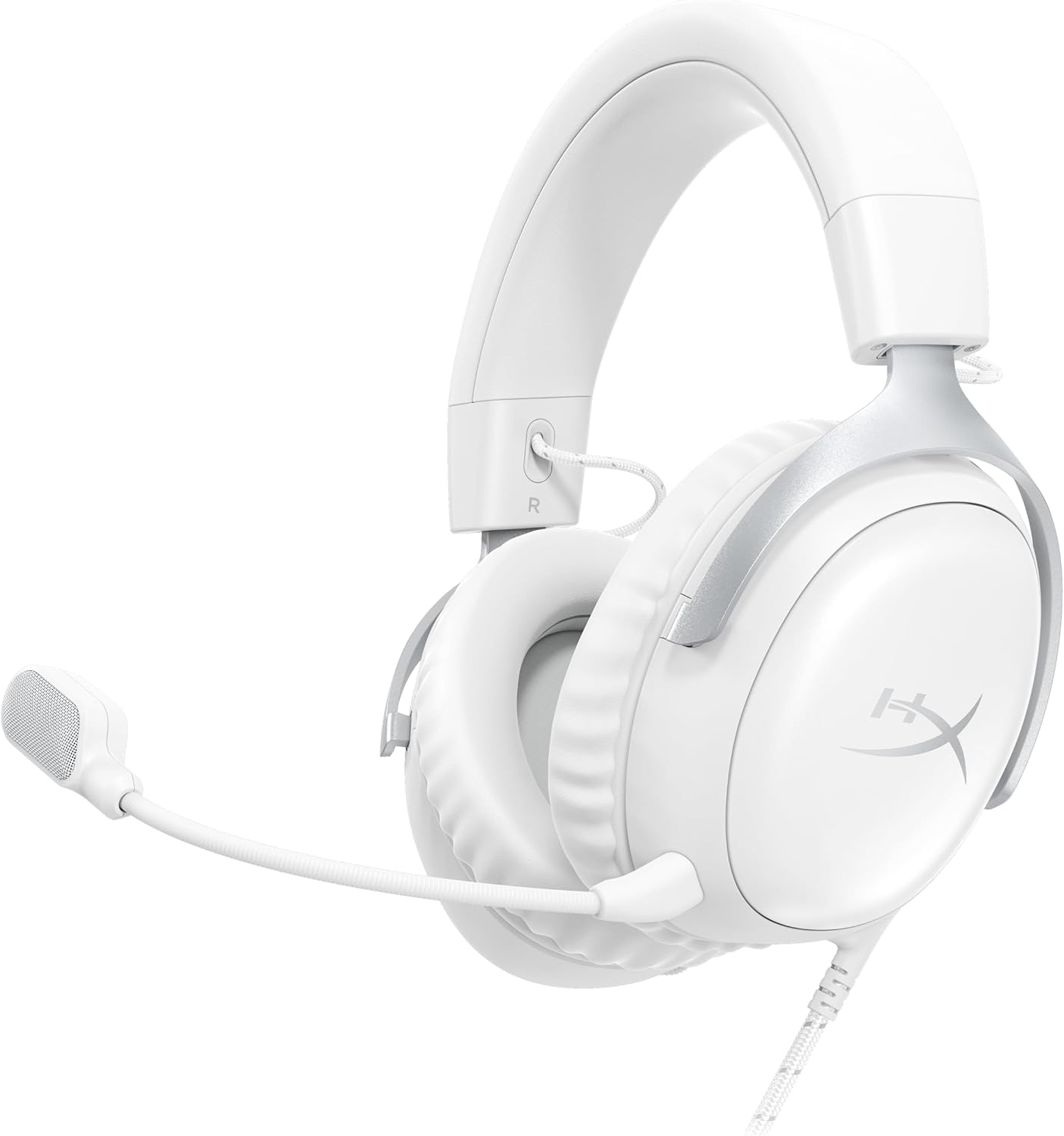 HyperX Cloud III – Wired Gaming Headset, PC, PS5, Xbox Series X|S, Angled 53mm Drivers, Memory Foam, Durable Frame, Ultra-Clear 10mm Mic, USB-C, USB-A, 3.5mm – White