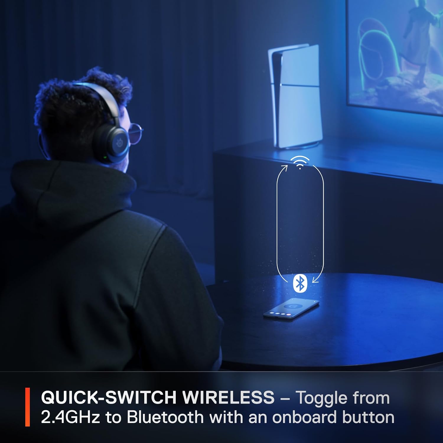 SteelSeries Arctis Nova 5P Wireless Multi-System Gaming Headset — Neodymium Magnetic Drivers — 100+ Audio Presets — 60 HR Battery — 2.4GHz or BT — ClearCast Gen2.X Mic — PS5, PS4, PC, Switch, Mobile - Image 4