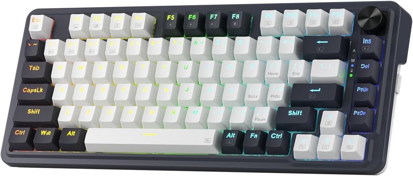 Redragon K673 PRO Wireless 81-Key RGB Gasket Gaming Keyboard, Scroll Knob