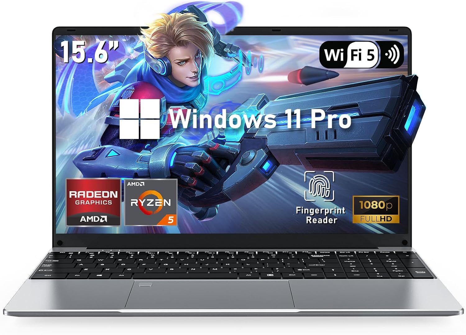 NAIKLULU Gaming Laptop,15.6 Inch Laptop Computer,16GB RAM 1TB SSD,AMD Ryzen 5 7430U (up to 4.3Ghz,Beat 5700U),AMD Radeon Graphics,15.6”FHD 1920 * 1080 Display,WiFi 5,BT5.0,Backlit Keyboard