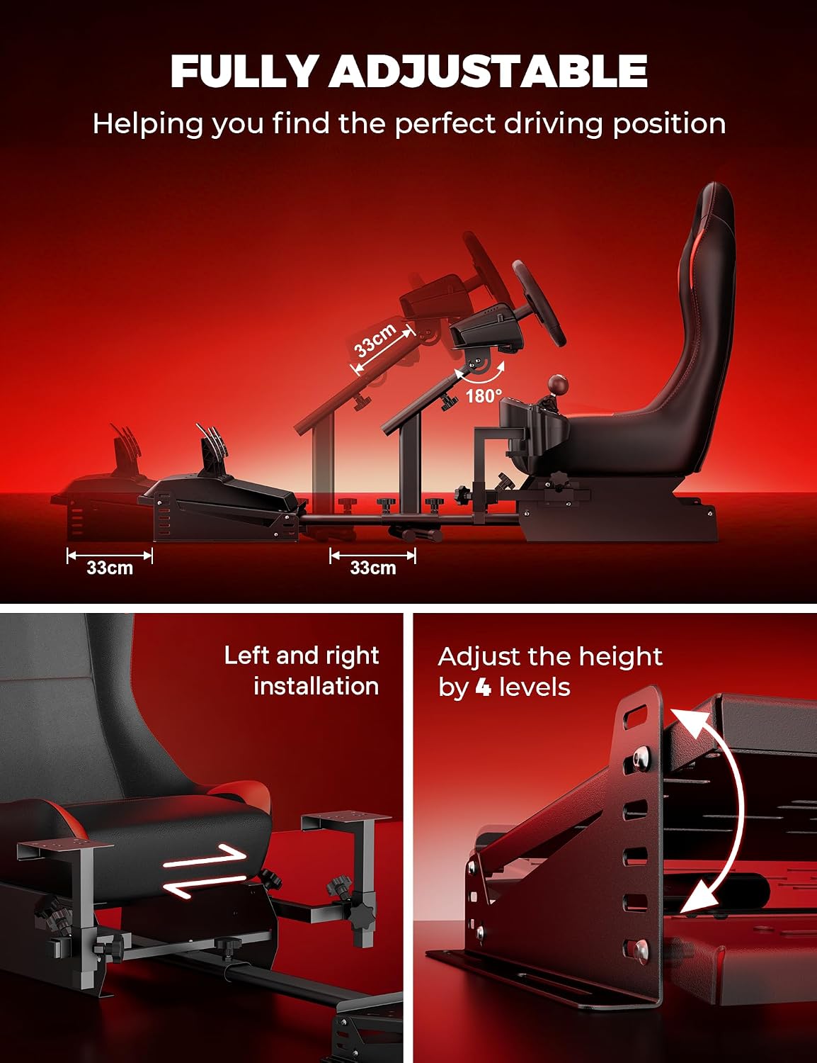 RACGTING Foldable Racing Simulator Cockpit with Leather-Style Seat - Image 4