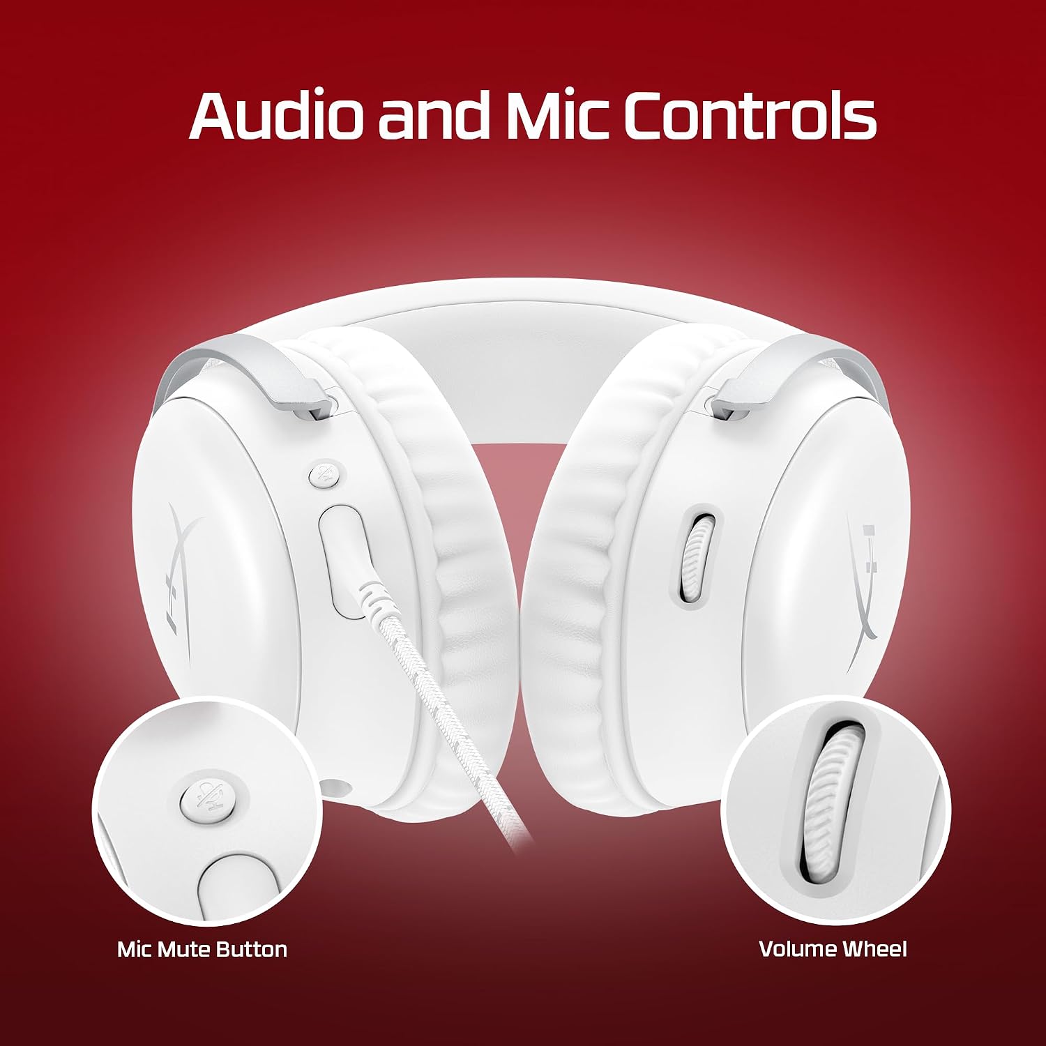 HyperX Cloud III – Wired Gaming Headset, PC, PS5, Xbox Series X|S, Angled 53mm Drivers, Memory Foam, Durable Frame, Ultra-Clear 10mm Mic, USB-C, USB-A, 3.5mm – White - Image 5
