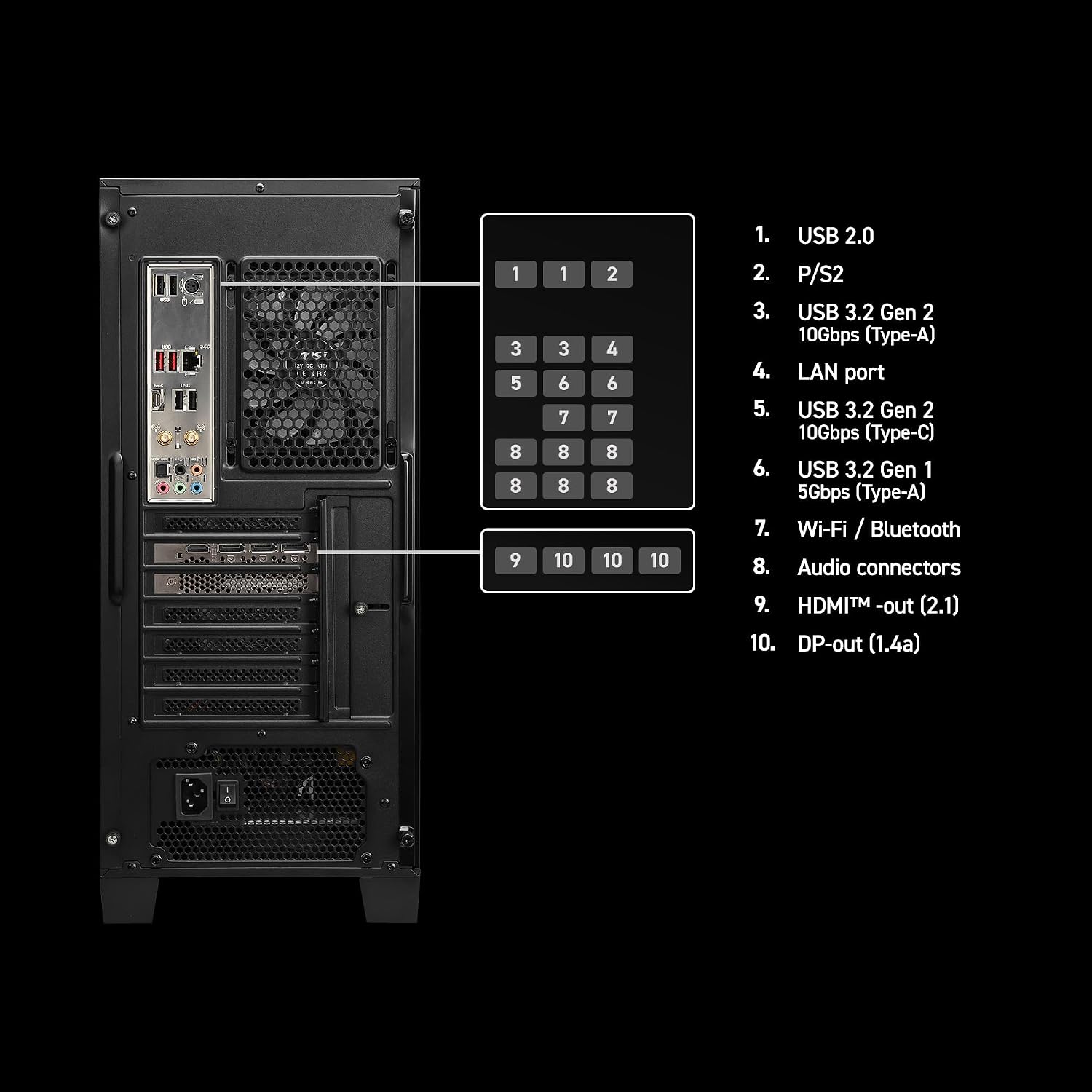 msi Codex R2 Gaming Desktop PC | NVIDIA GeForce RTX 5070 12GB | Intel Core i5-14400F | 32GB DDR5 RAM | 1TB NVMe SSD | Air Cooling | Wi-Fi 6E | Windows 11 Home | VR Ready | D14NVP5-613US - Image 6