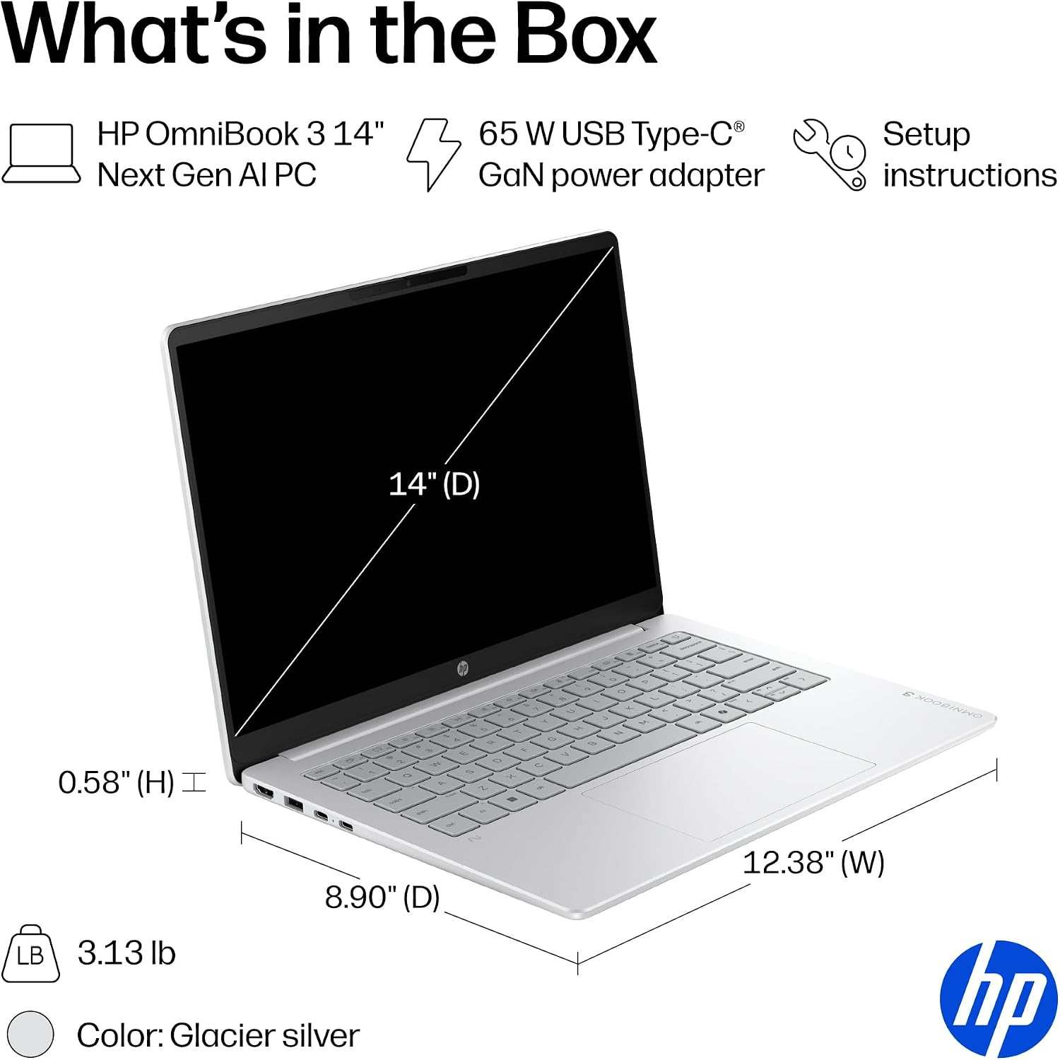 HP OmniBook 3 14 inch Next Gen AI PC, 2K Display, Snapdragon X X1-26-100, 16 GB RAM, 512 GB SSD, Qualcomm Adreno GPU, Windows 11 Home, Glacier Silver, 14-hz0099nr - Image 14