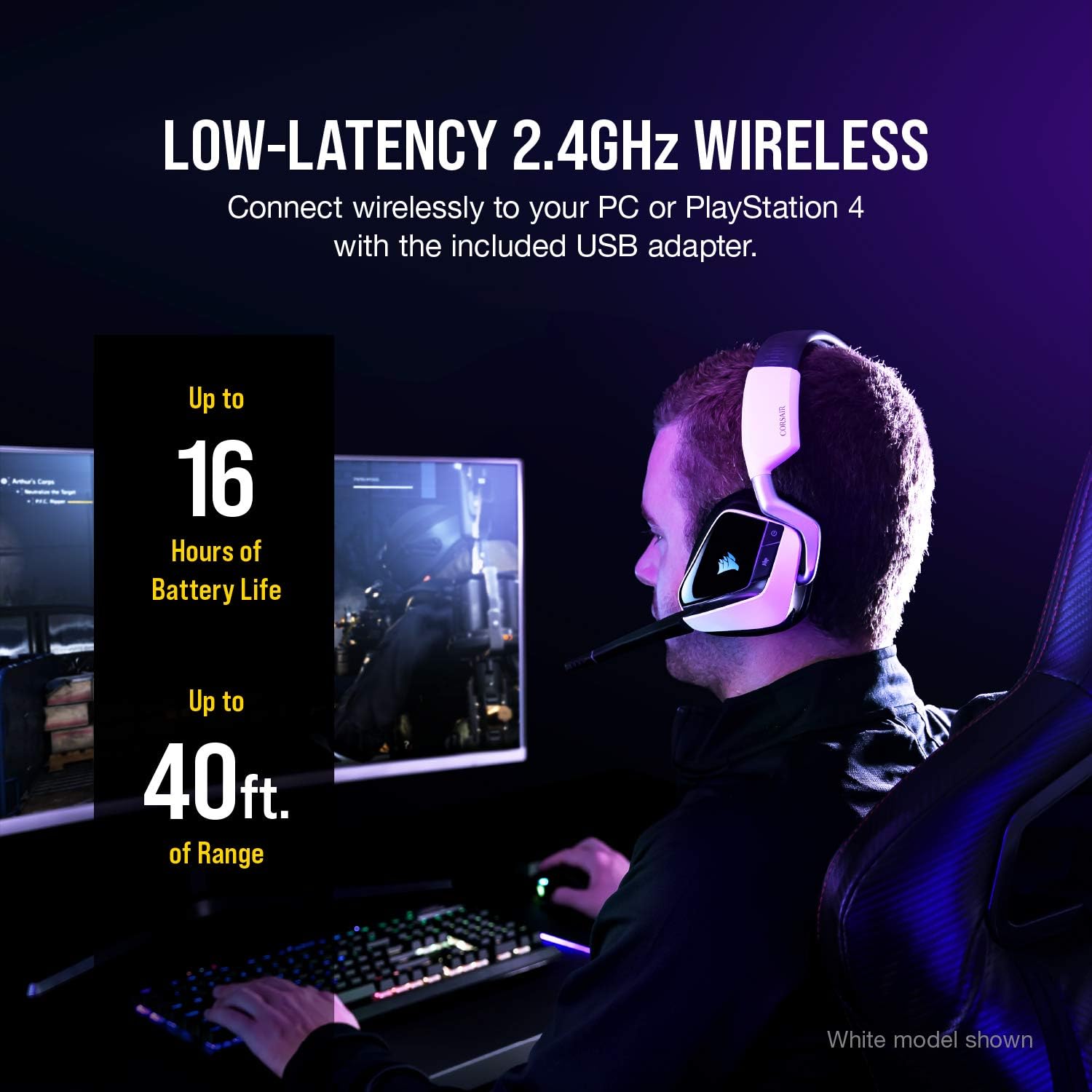Corsair Void RGB Elite Wireless Gaming Headset – 7.1 Surround Sound – Omni-Directional Microphone – Microfiber Mesh Earpads – Up to 40ft Range – iCUE Compatible – PC, Mac, PS5, PS4 – Carbon - Image 5