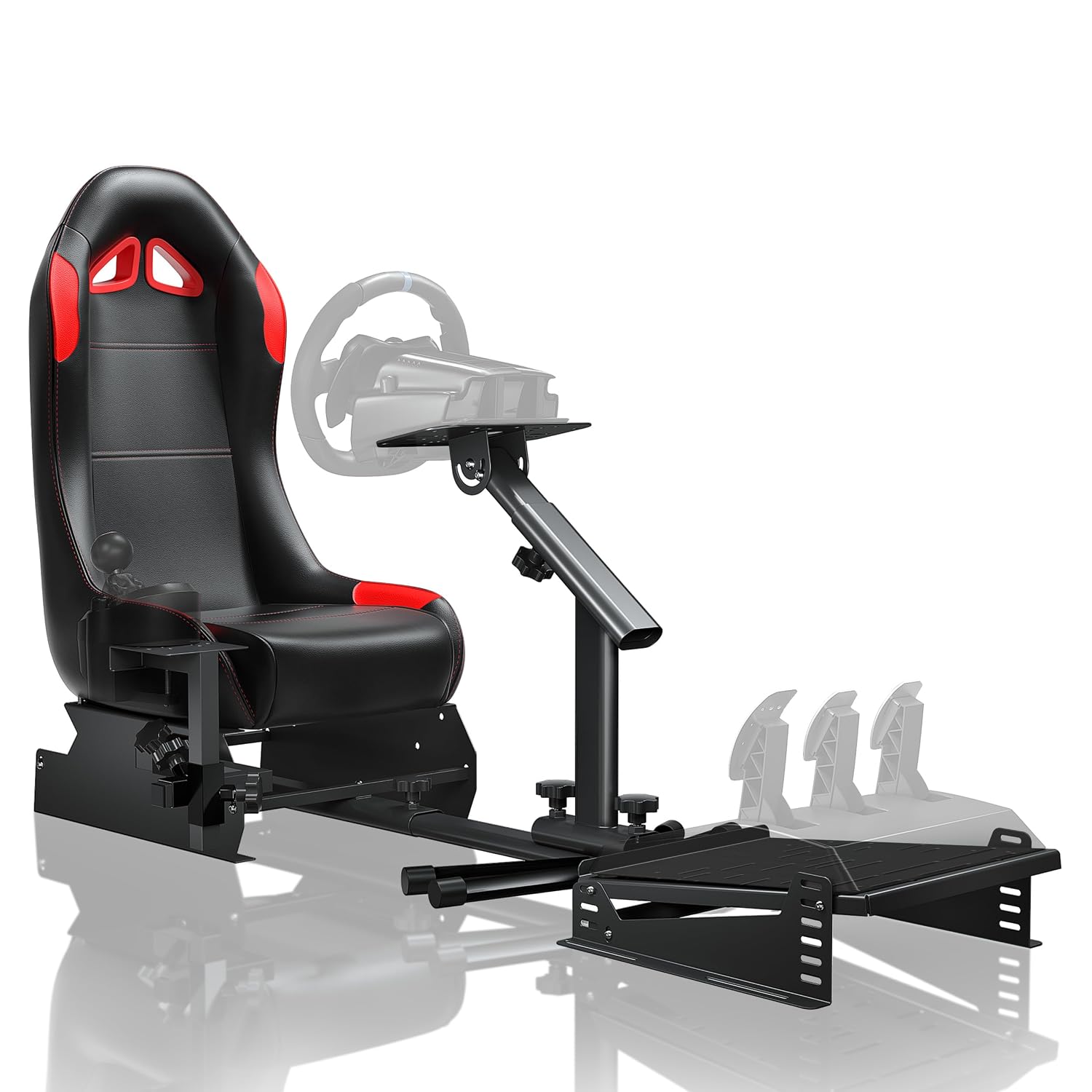 RACGTING Foldable Racing Simulator Cockpit with Leather-Style Seat