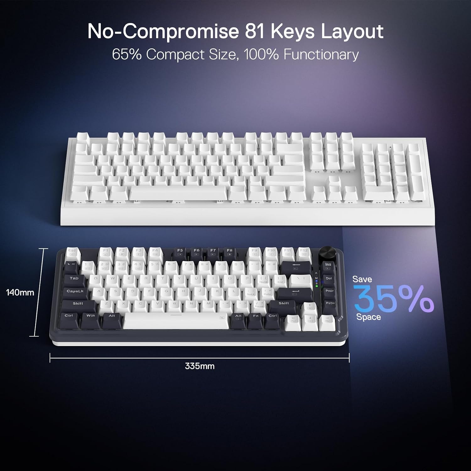 Redragon K673 PRO Wireless 81-Key RGB Gasket Gaming Keyboard, Scroll Knob - Image 3