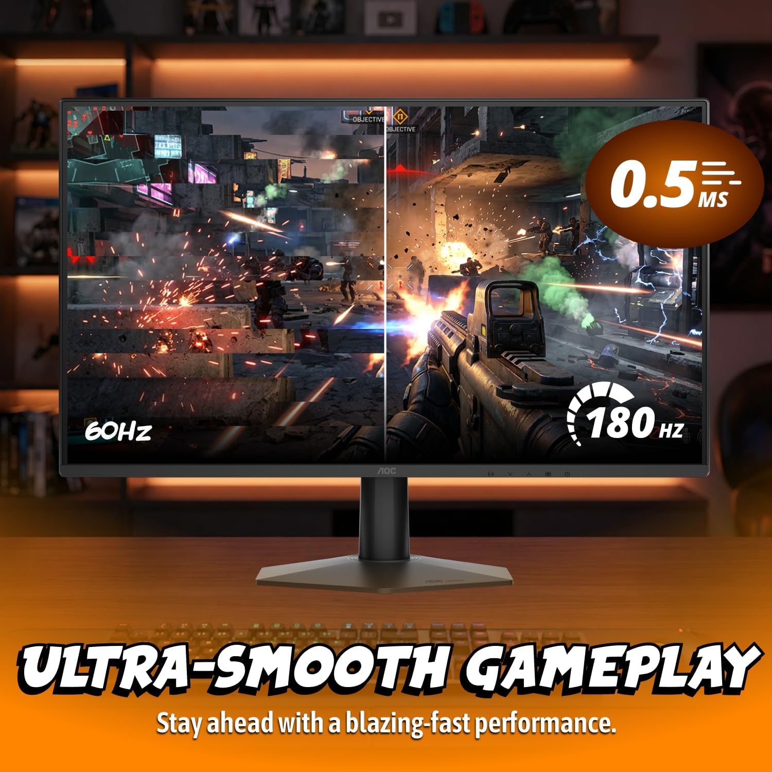 AOC 27 Inch Gaming Monitor FHD 180Hz Fast IPS 0.5ms HDR, 27G51F2 - Image 3
