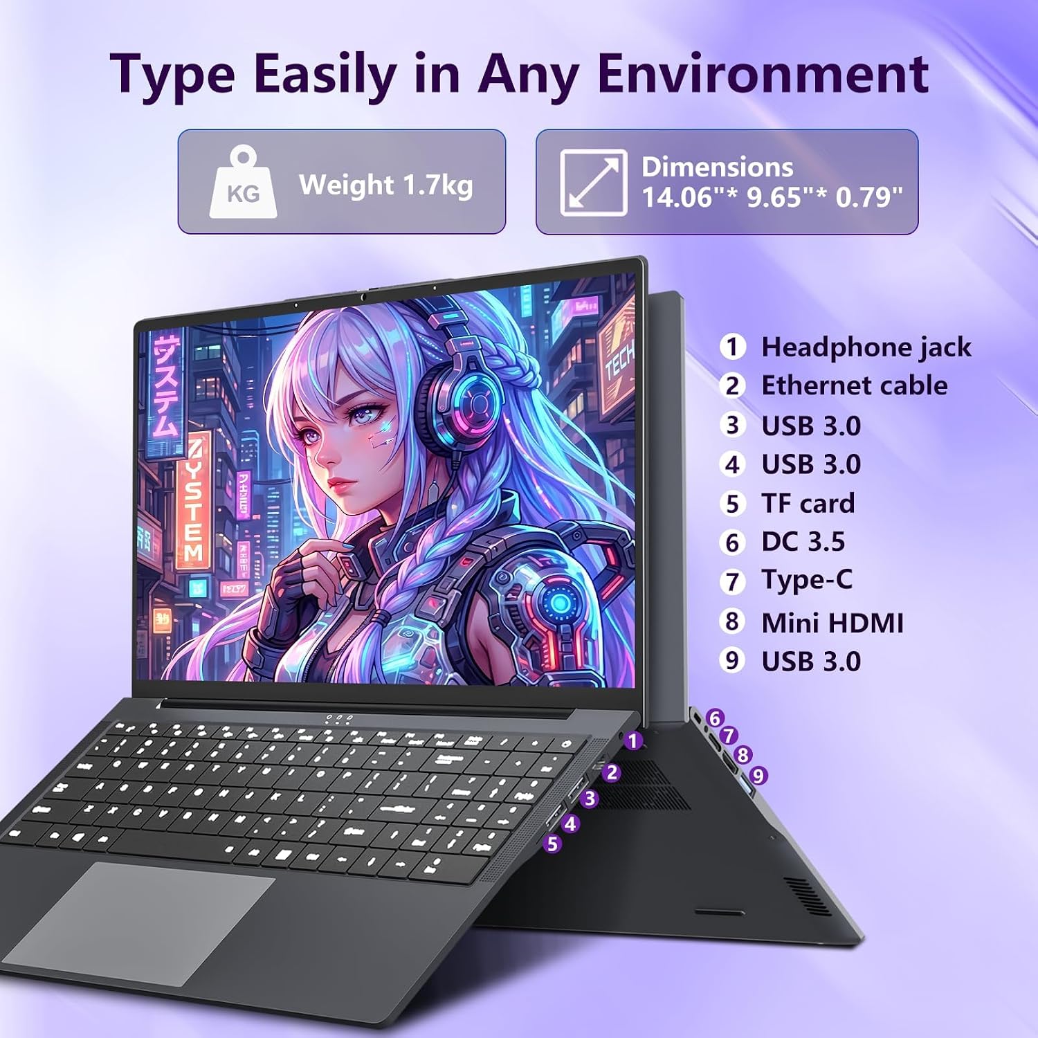 Gaming Laptop 16GB RAM 512GB SSD, Traditional Laptop Computers with Core i5 (Up to 3.60 GH) 16" IPS FHD 1920 * 1200, Laptop Computer for Students/Business with Backlit Keyboard - Image 5