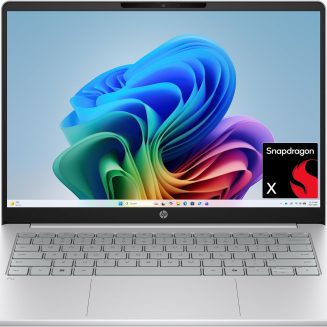 HP OmniBook 3 14 inch Next Gen AI PC, 2K Display, Snapdragon X X1-26-100, 16 GB RAM, 512 GB SSD, Qualcomm Adreno GPU, Windows 11 Home, Glacier Silver, 14-hz0099nr