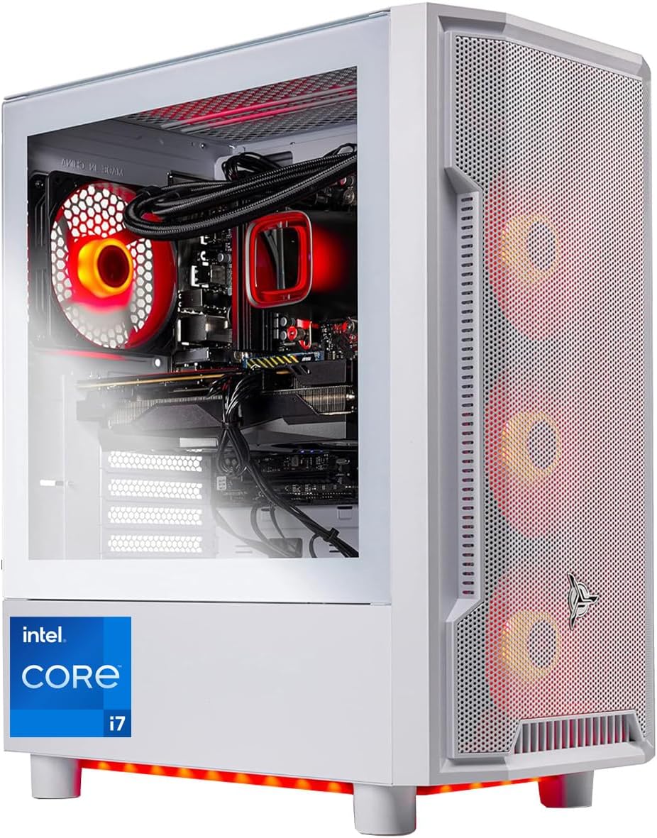 Skytech Gaming Archangel Gaming PC Desktop – Intel Core i7 12700F 2.1 GHz, NVIDIA RTX 4060, 1TB NVME SSD, 16GB DDR4 RAM 3200, 600W Gold PSU, 240mm AIO, 11AC Wi-Fi, Windows 11 Home 64-bi,White