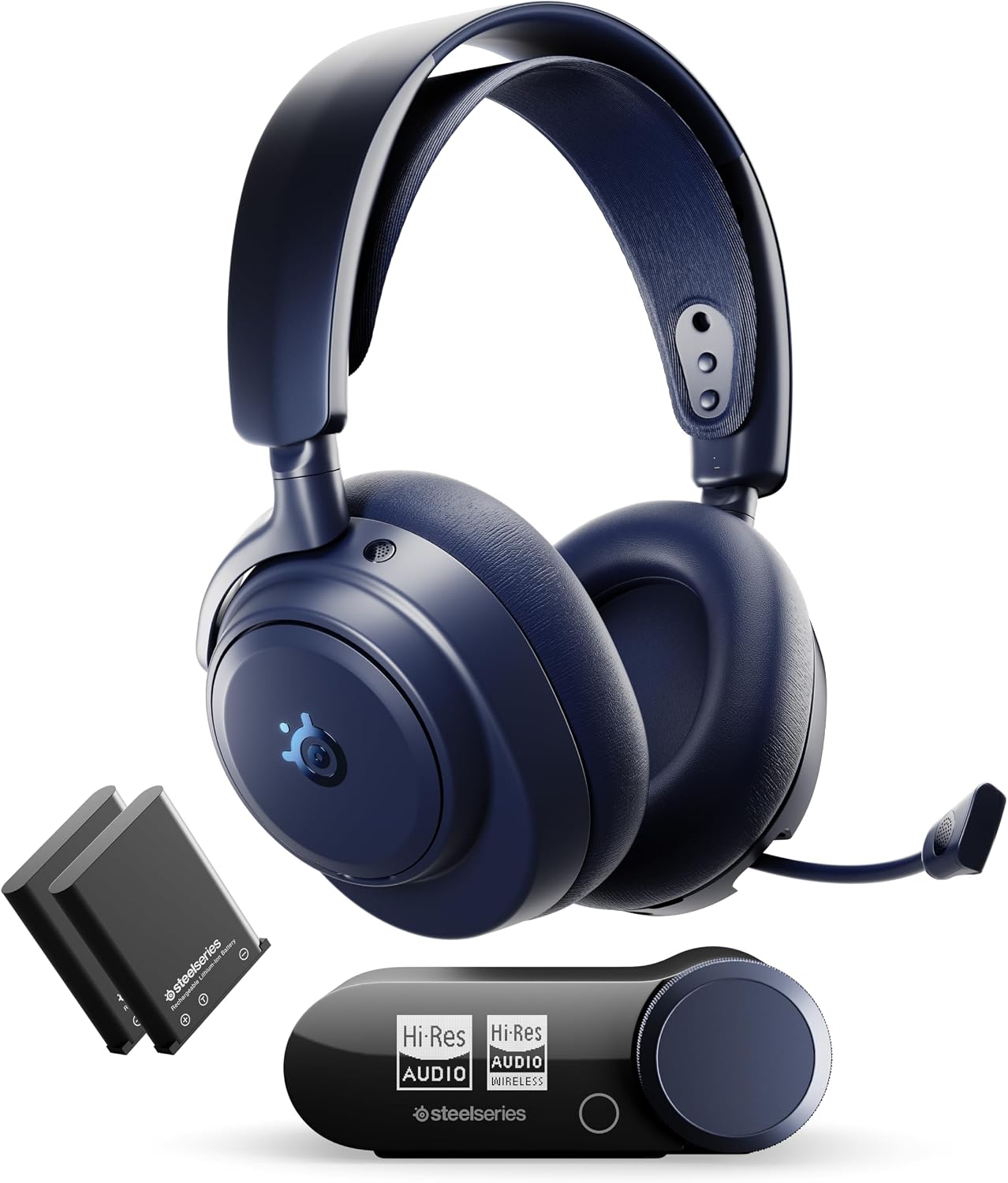 SteelSeries Arctis Nova Pro Omni - Hi-Res Wireless Gaming Headset, 96kHz/24bit, ANC, ClearCast Pro Mic, AI Noise Rejection, Mobile App, Mix 2.4GHz + BT, OmniPlay PC+PlayStation+Xbox - Midnight Blue