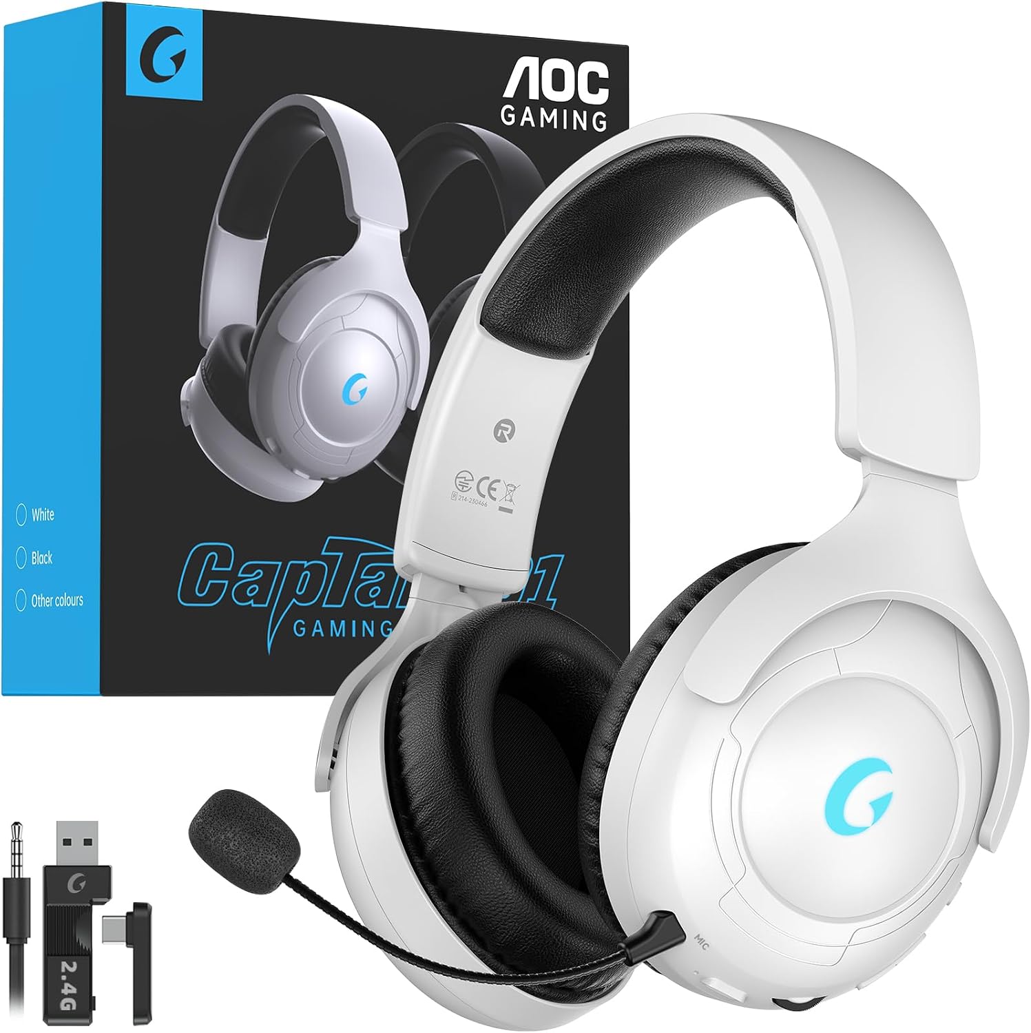 AOC Wireless Gaming Headset for PS5, 2.4GHz Gaming Headphone with Mic