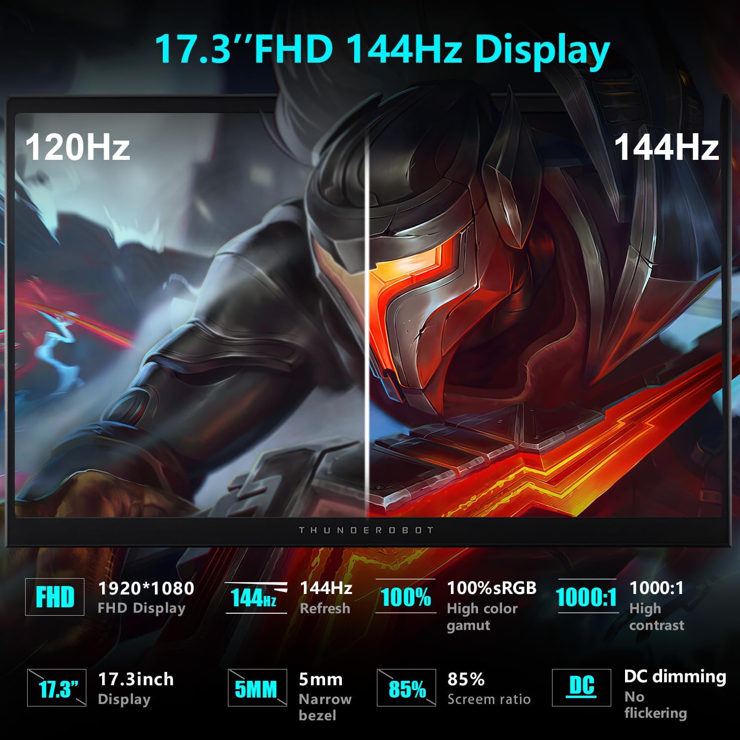 Thunderobot Storm 17 Gaming Laptop, 17.3" FHD 144Hz Display, Core i7-13620H, GeForce RTX 4050, 32GB DDR5 RAM, 1TB SSD, RGB Backlit Keyboard, HDMI, Wi-Fi, Win 11 Home - Image 4